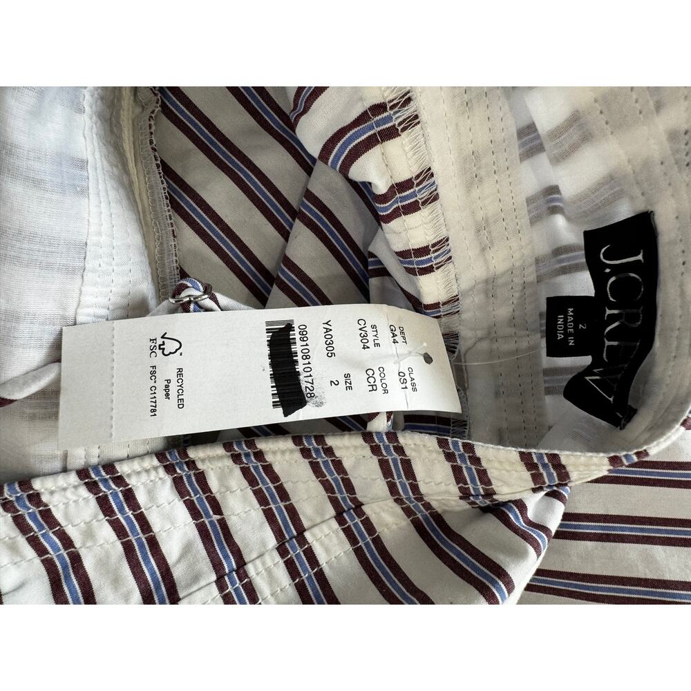 J.Crew Minimalist Empire Waist Dress Striped Cotton Poplin Crushed Crimson 2 - Picture 10 of 11